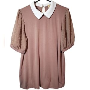 Misia Blouse Work Business Casual Top Office Taupe White Size XL